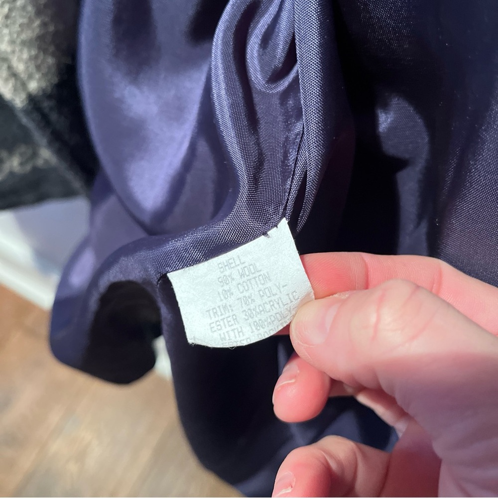 Vintage Rue Grenelle wool coat holiday winter Christmas grey cozy retro fleece S - Picture 13 of 13